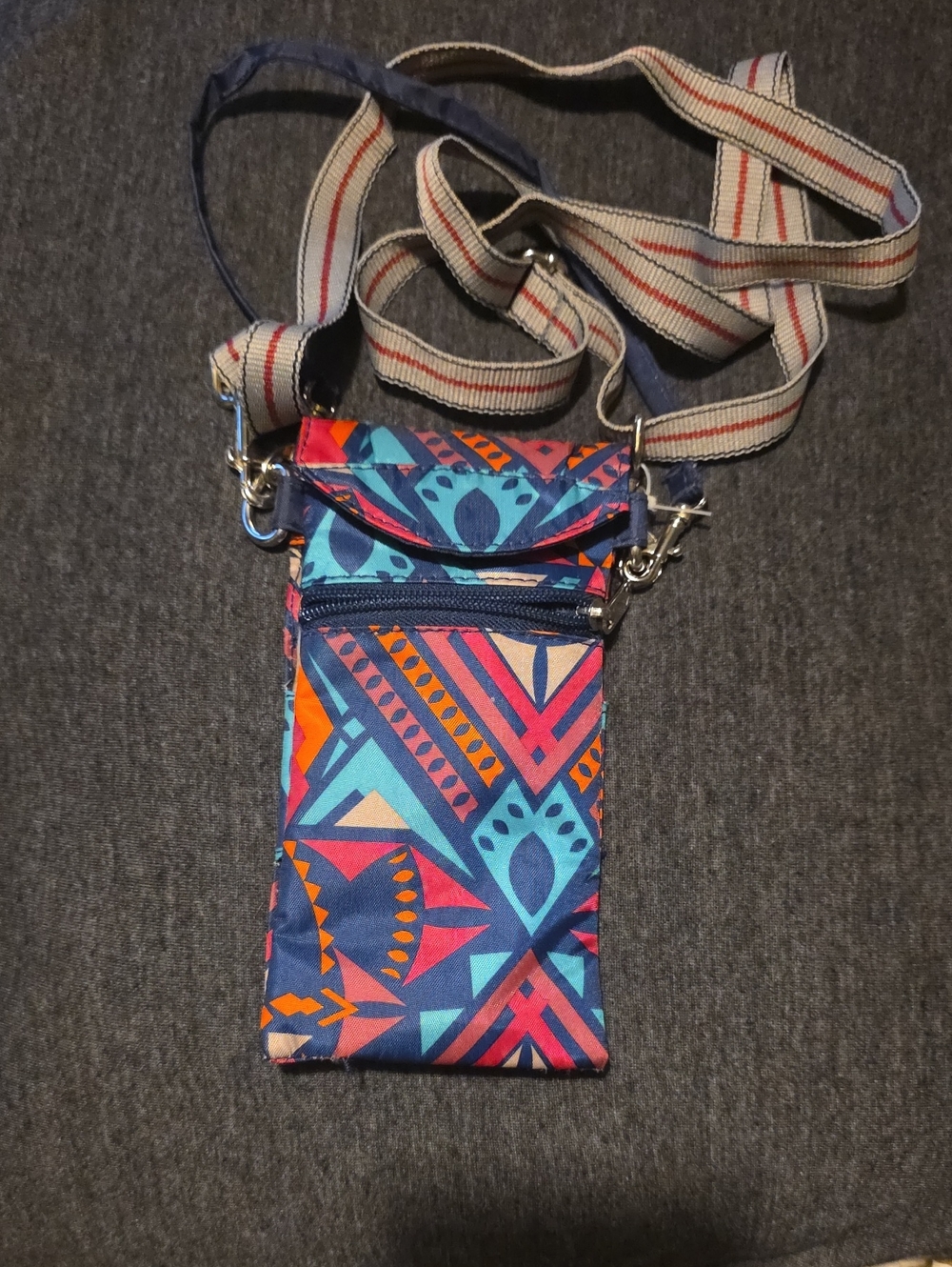 All For Color Blue Multi Geometric Crossbody Phone Pouch
